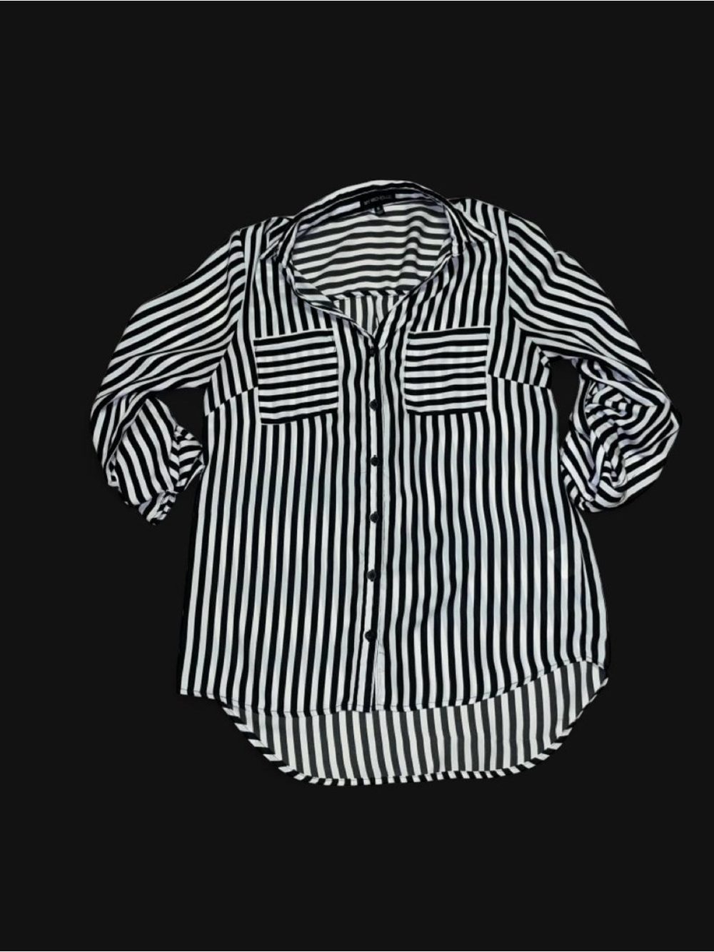 Y2K My Michelle Black and White Striped Button-Up Women's Top M
